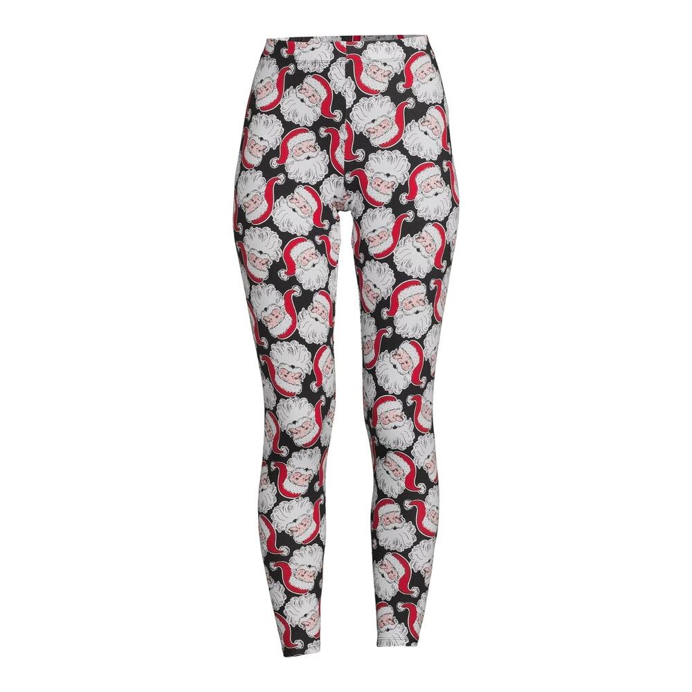 WOMEN'S NO BOUNDARIES JUNIORS SANTA FACE‎ CHRISTMAS LEGGINGS SIZE SMALL 3-5 NWT